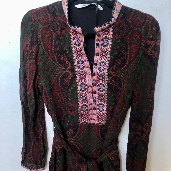 NWT Zara Dress with Jacquard Trims - Picture 5 of 11